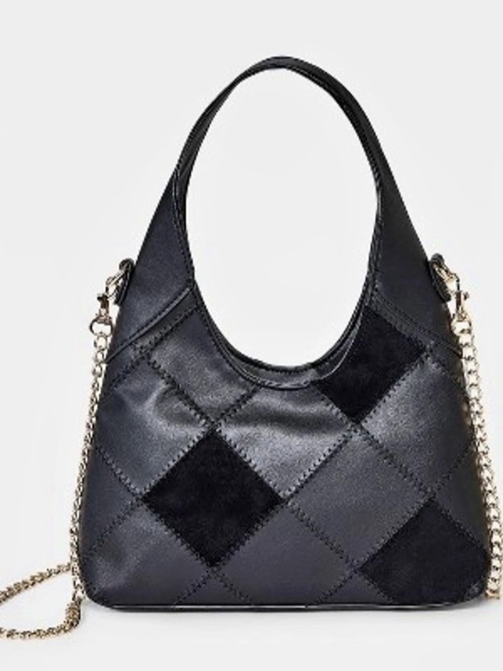 Faux Leather Square Patchwork Mini Slouchy Chain Handbag from Universal Thread-